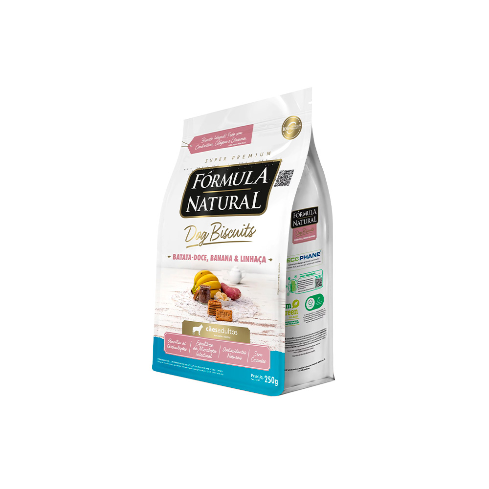 Biscoitos Fórmula Natural Dog Biscuits para Cães de Adultos de Médio e Grande Porte Sabor Batata Doce 250g