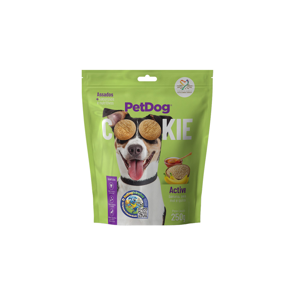 Biscoito Pet Dog Cookie para Cães Sabor Banana, Aveia e Mel - 250g