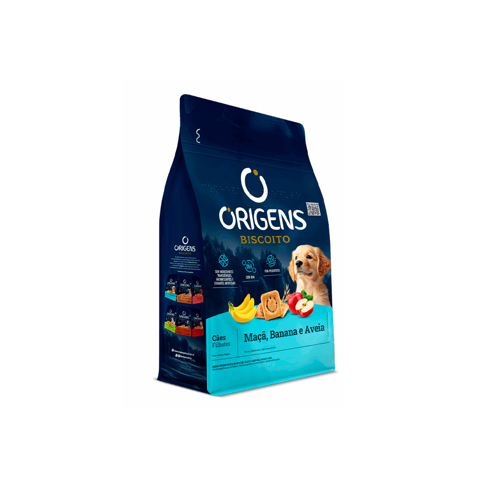 Biscoito Origens para Cães Filhotes Sabor Banana, Maçã e Aveia 300 g