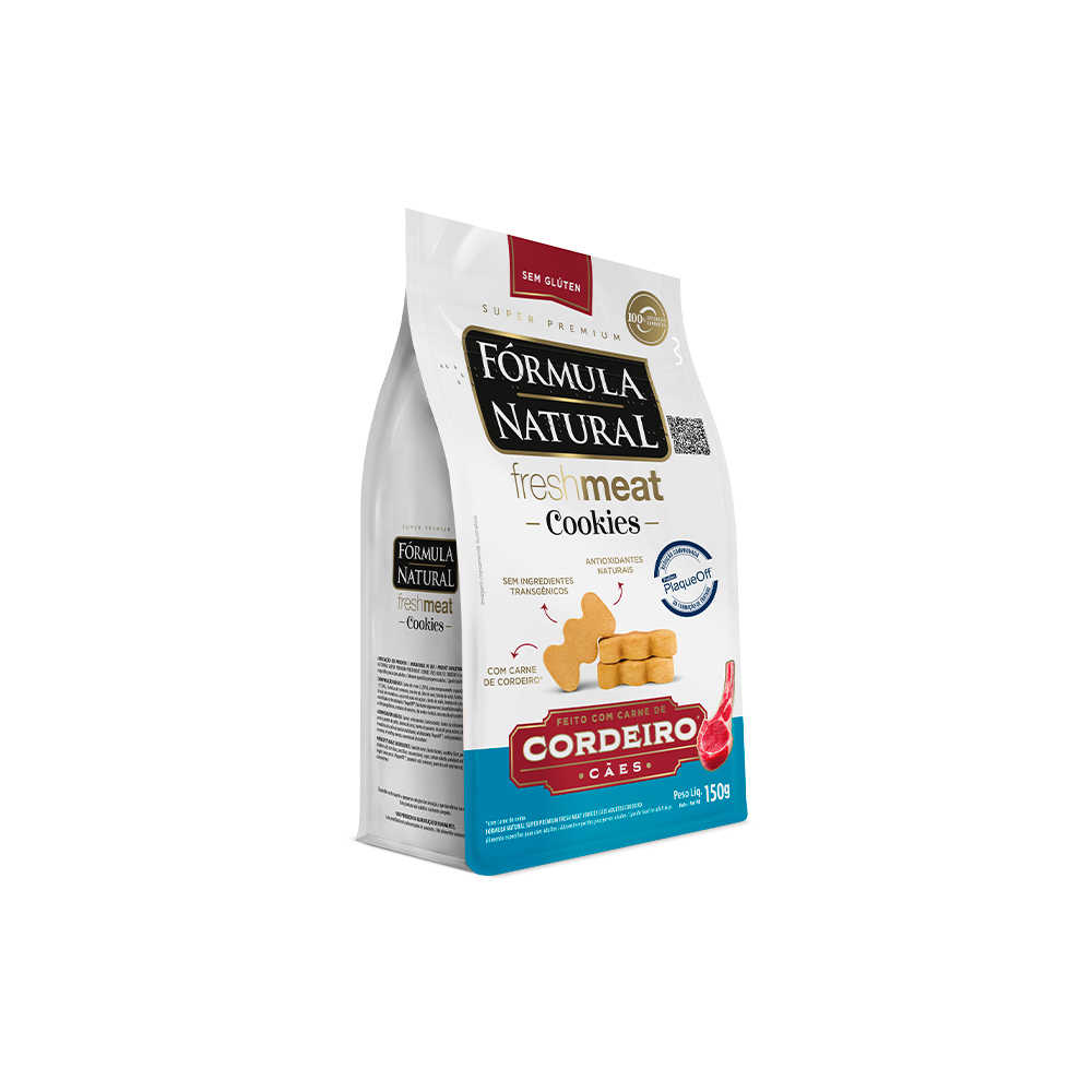 Biscoito Fórmula Natural Fresh Meat Cookie para Cães Adultos Sabor Cordeiro 150 g