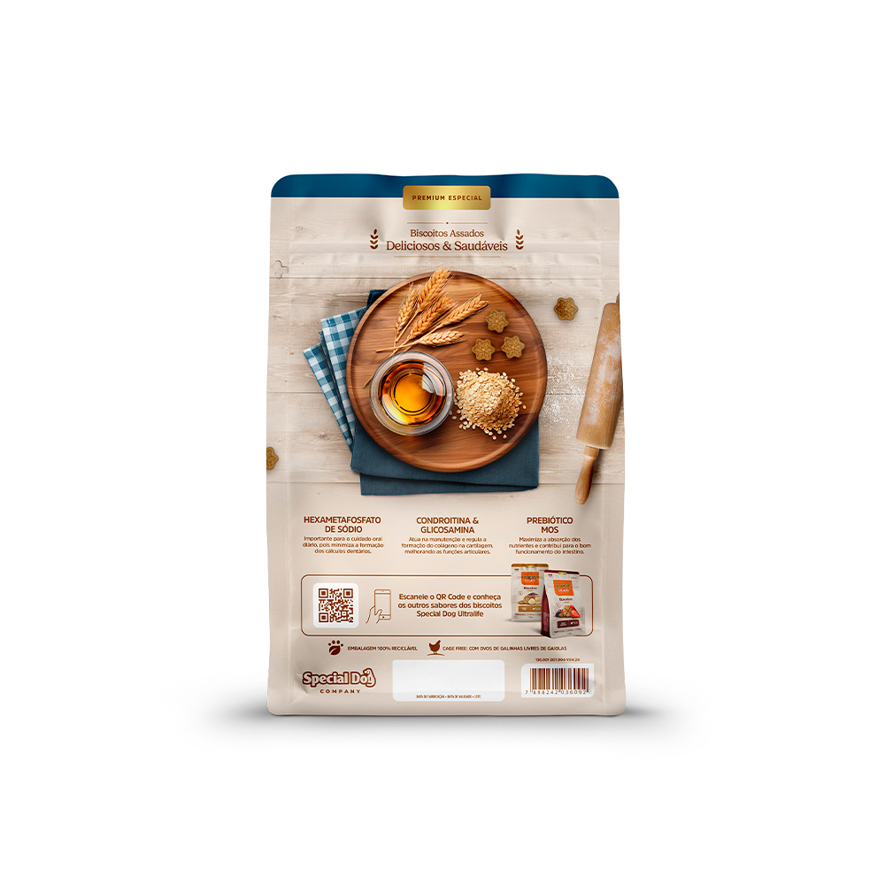Biscoito Special Dog Ultralife Original para Cães Adultos Sabor Aveia e Mel 500 g