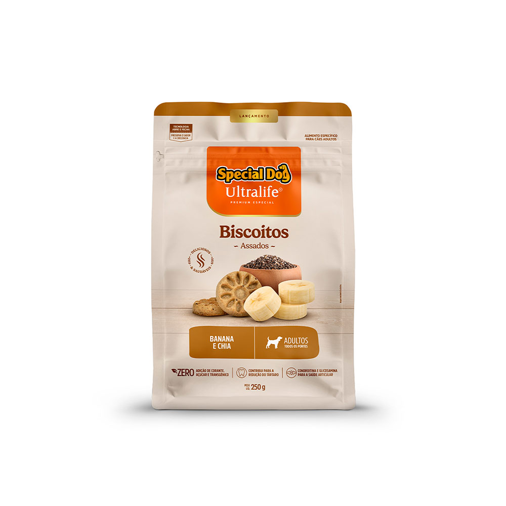 Biscoito Special Dog Ultralife para Cães Adultos Sabor Banana e Chia 250 g