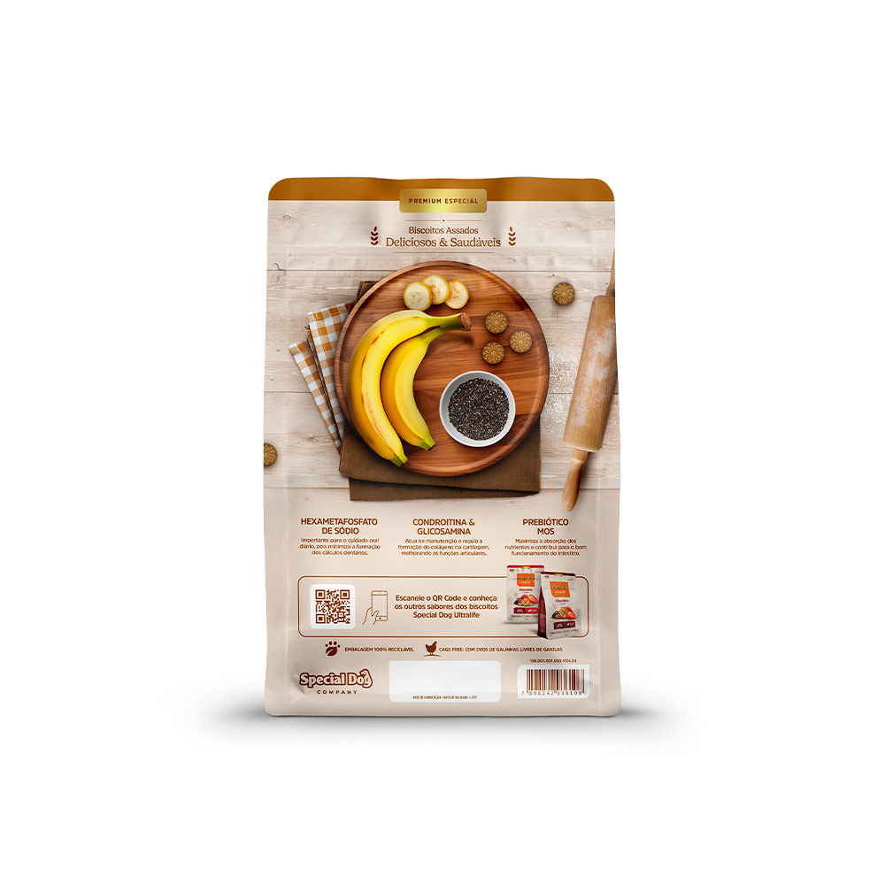 Biscoito Special Dog Ultralife para Cães Adultos Sabor Banana e Chia 250 g