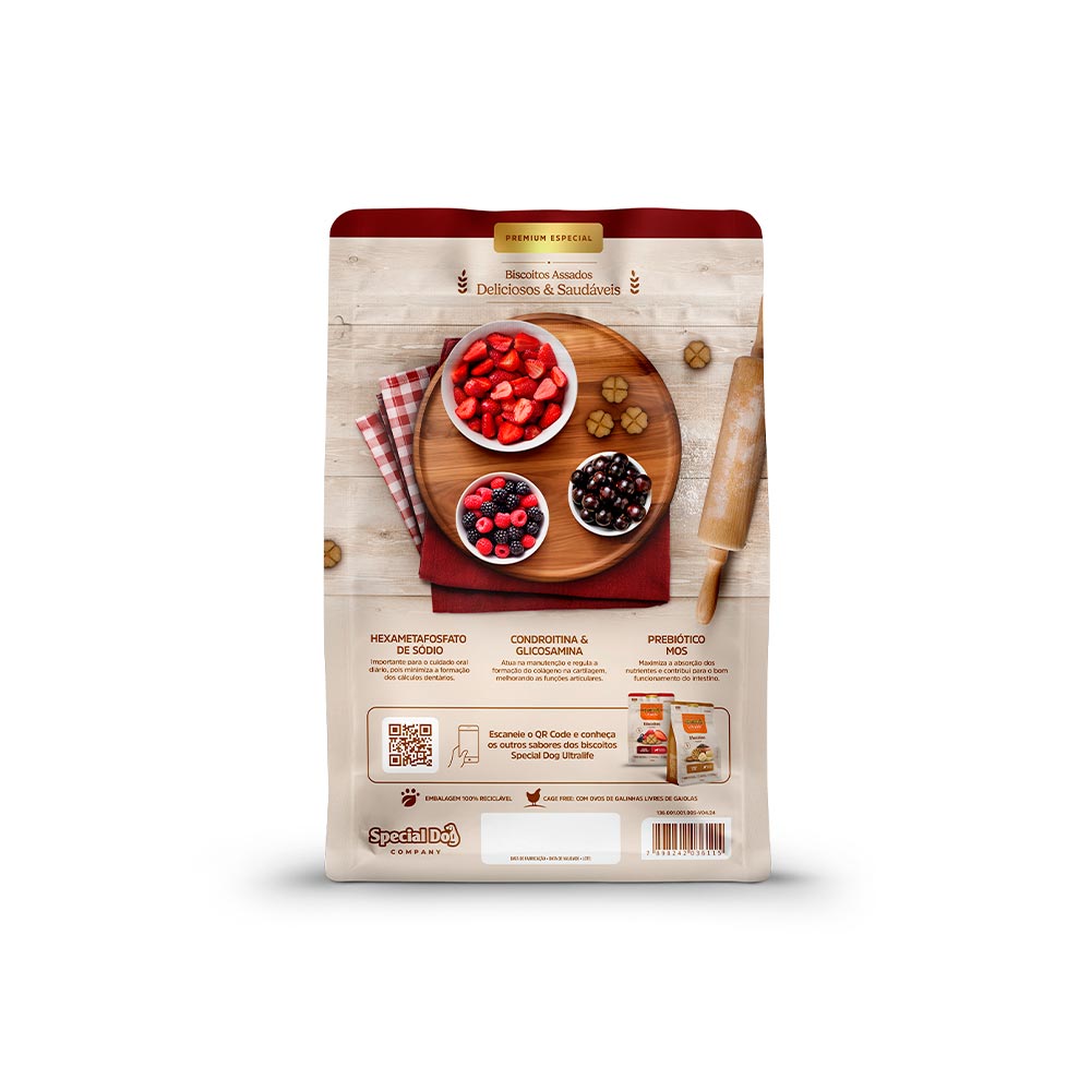 Biscoito Special Dog Ultralife para Cães Adultos Sabor Frutas Vermelhas 250 g