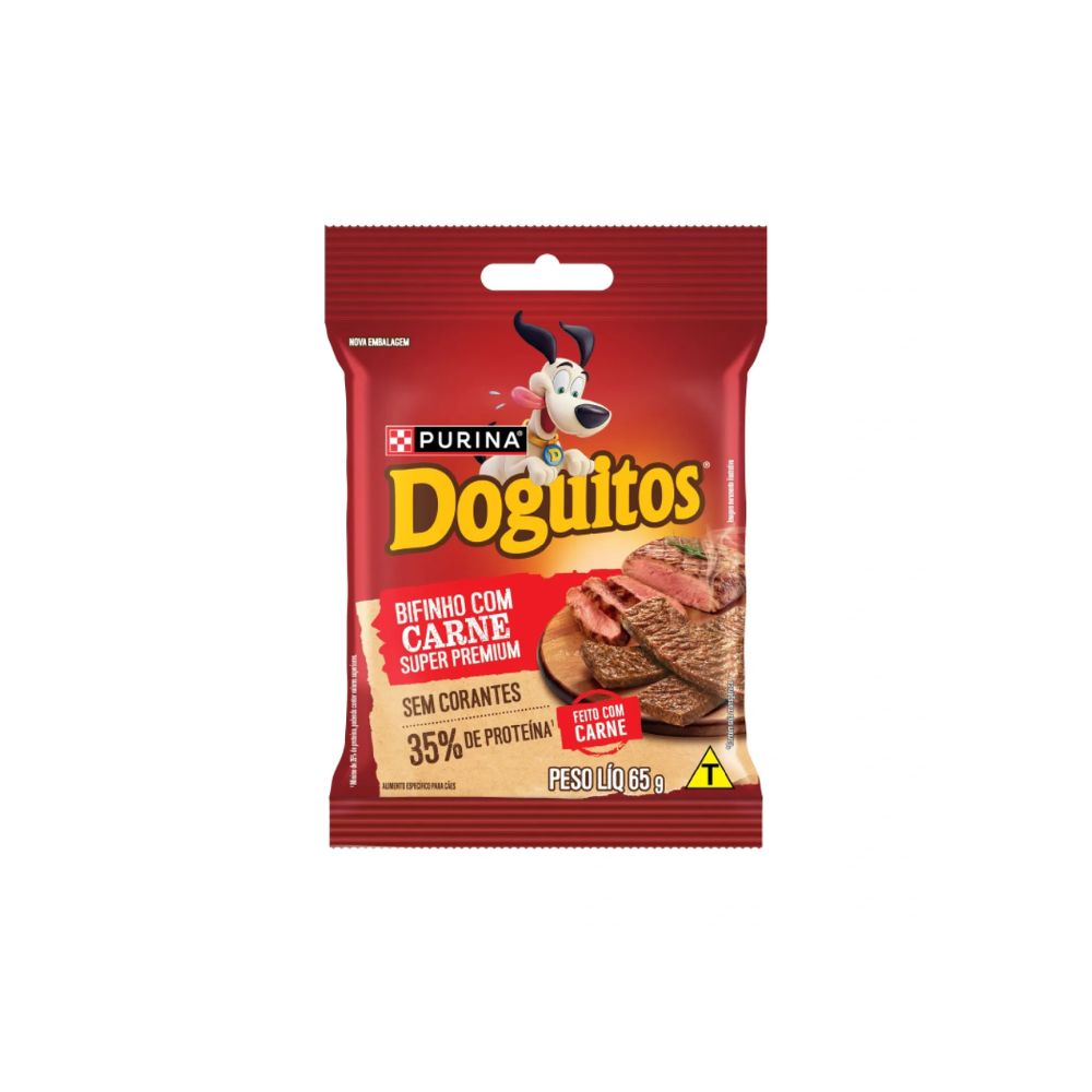 Petisco Doguitos Rodízio para Cães Adultos e Filhotes Sabor Carne - 65g