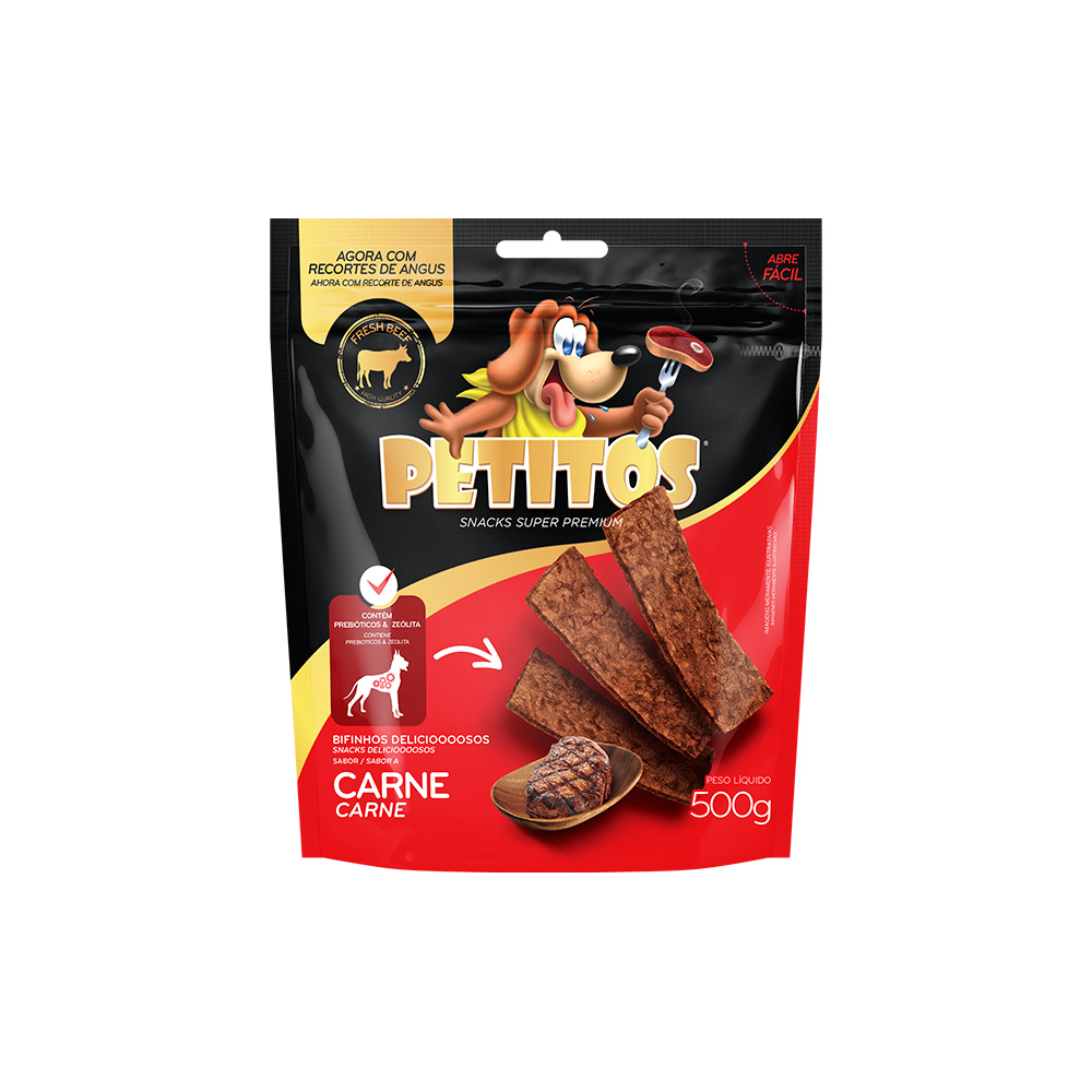 Snack Petitos Para Cães Bifinho Sabor Carne