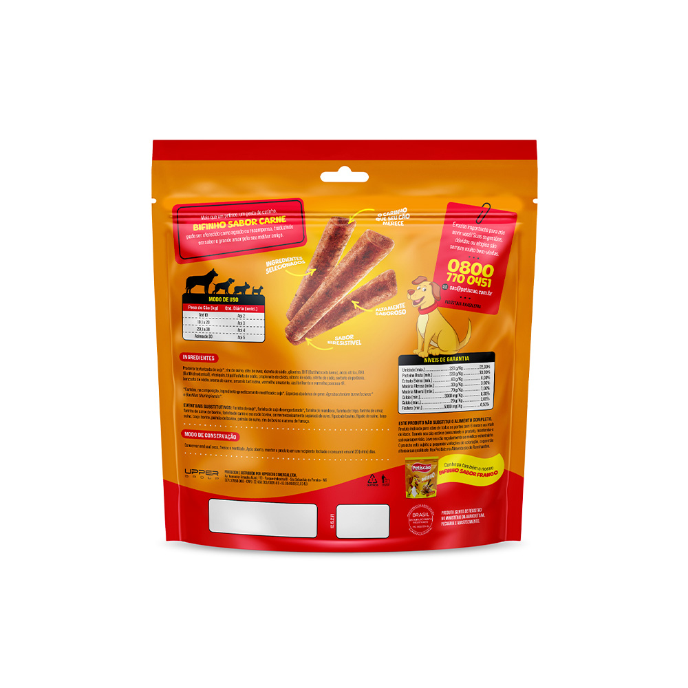 Snack Petisquinho Para Cães Palito Fino Sabor Carne