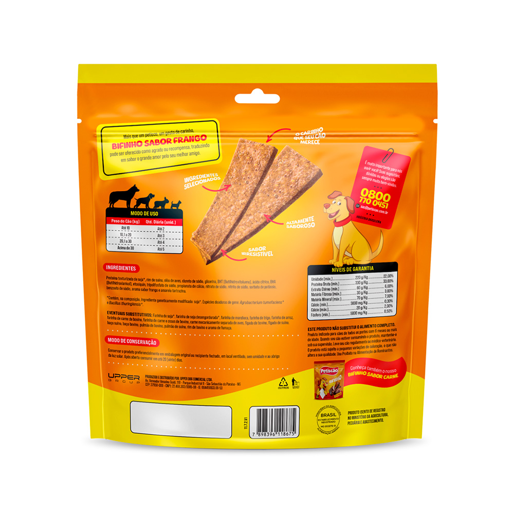 Snack Petisquinho Para Cães Bifinho Sabor Frango