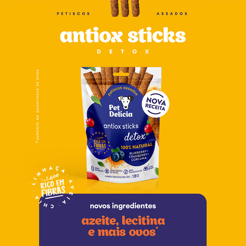 Petisco Natural Pet Delícia Antiox Detox Blueberry, Cranberry e Cúrcuma para Cães 120 g