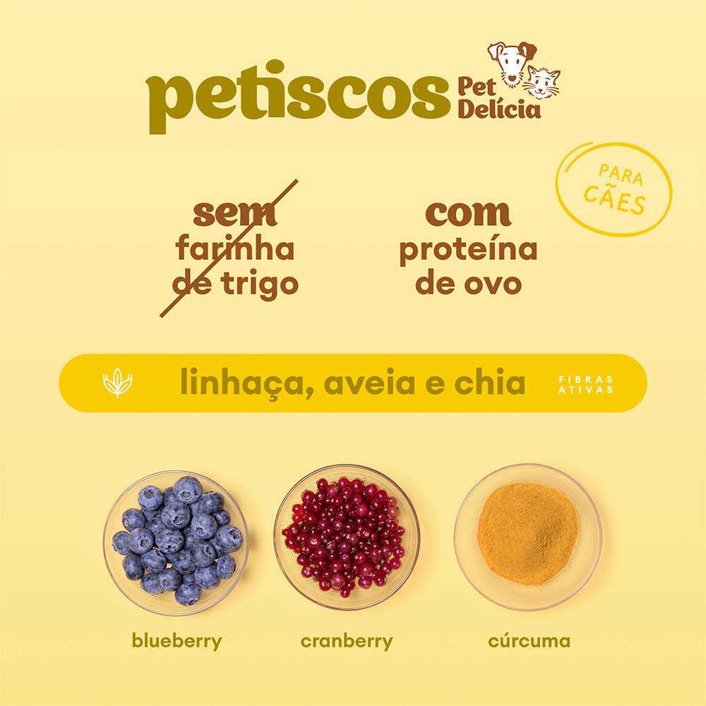 Petisco Natural Pet Delícia Antiox Detox Blueberry, Cranberry e Cúrcuma para Cães 120 g