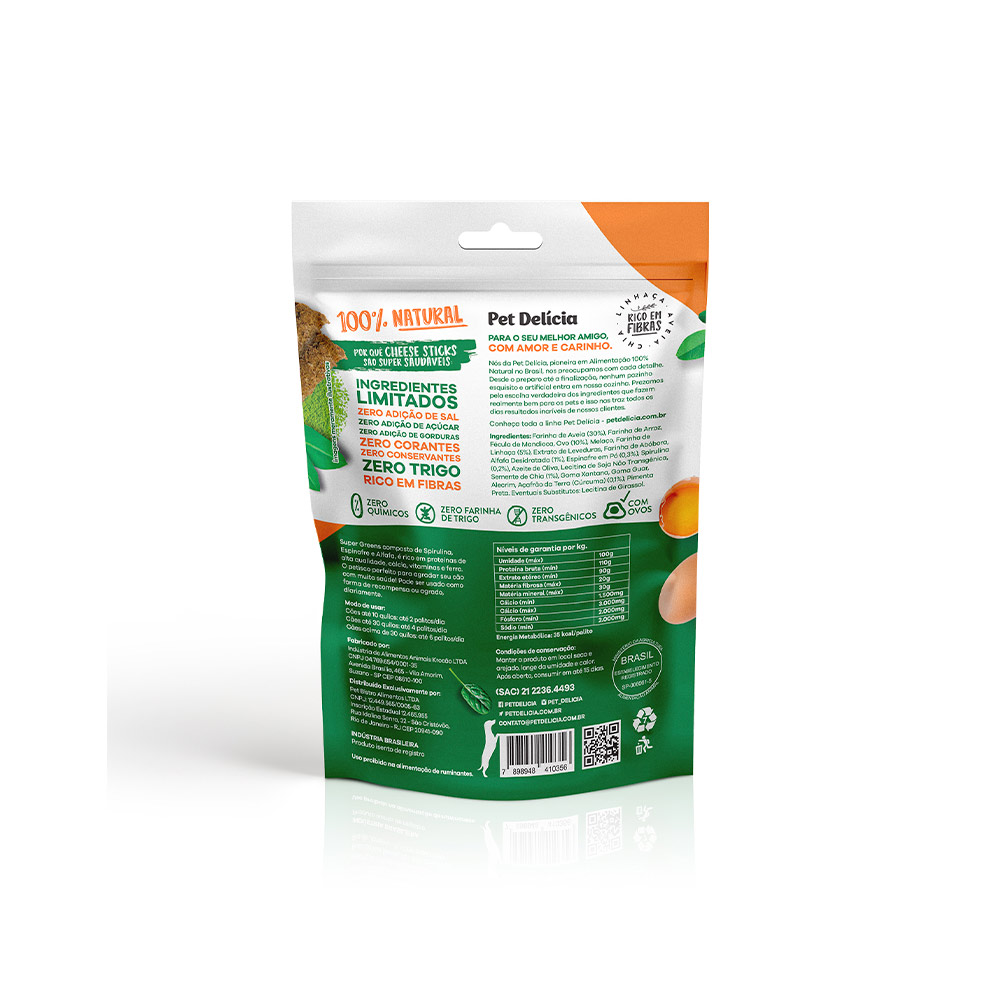 Petisco Natural Pet Delícia Super Greens Imunidade Alfafa, Espirulina e Espinafre para Cães 120 g