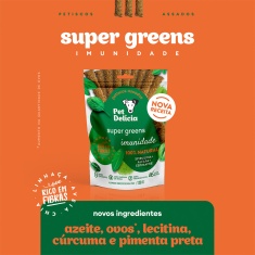 Petisco Natural Pet Delícia Super Greens Imunidade Alfafa, Espirulina e Espinafre para Cães 120 g