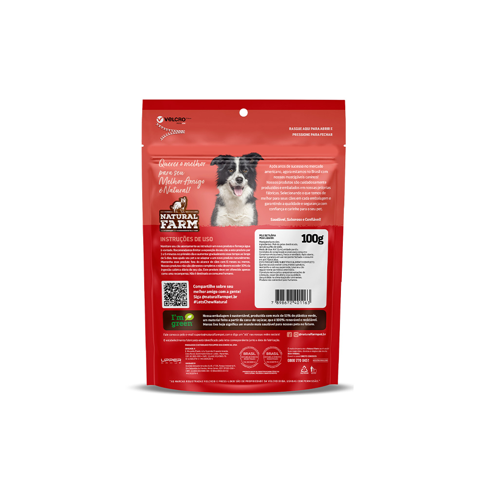 Petisco Natural Farm Oceanic Treats Tilápia Skin para Cães 100g