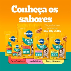 Petisco Pedigree Tasty Bites para Cães Adultos Sabor Carne Suculenta