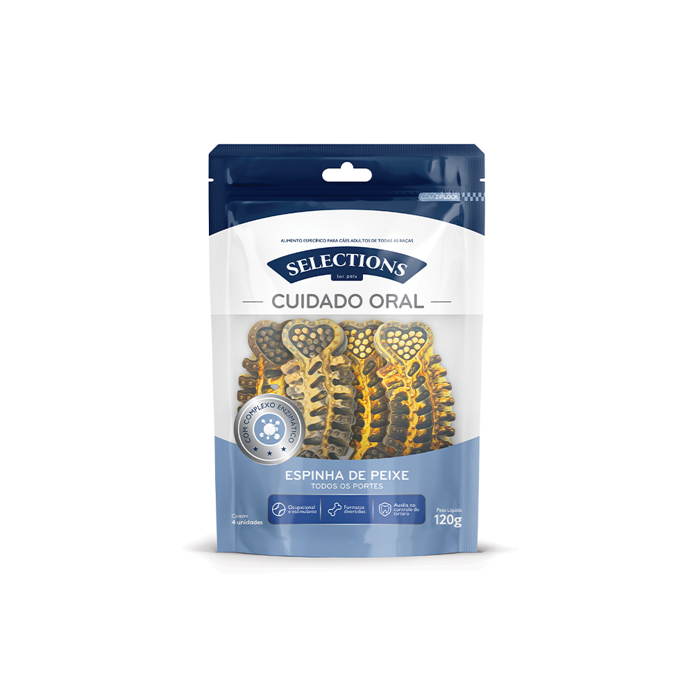 Petisco Selections For Pets Cuidado Oral Espinha de Peixe para Cães