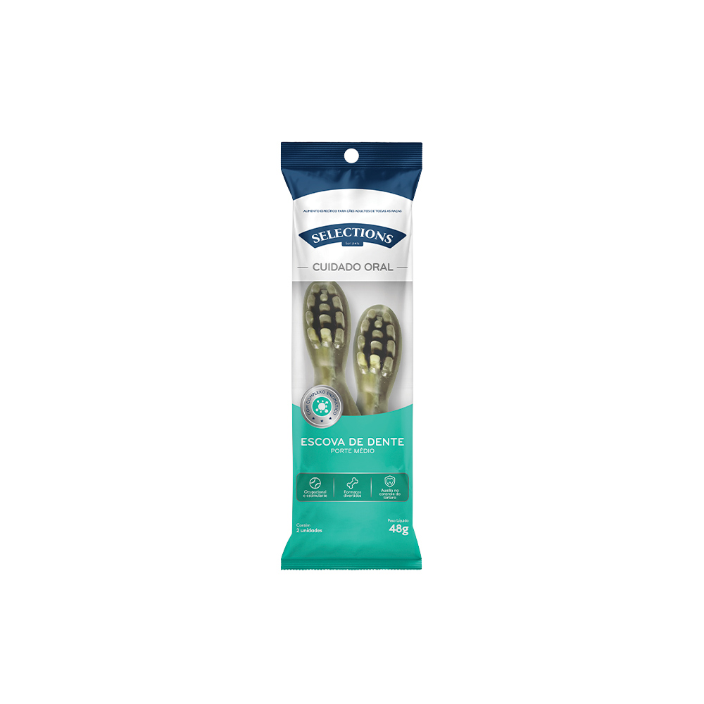 Snack Selections Cuidado Oral Escova Média 48g com 2un