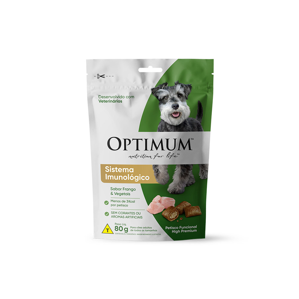 Petisco Optimum Sistema Imunológico Sabor Frango e Vegetais para Cães Adultos 80g