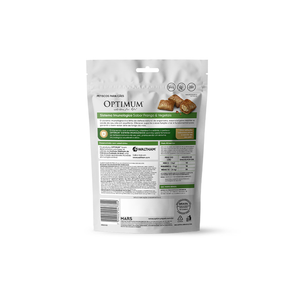 Petisco Optimum Sistema Imunológico Sabor Frango e Vegetais para Cães Adultos 80g