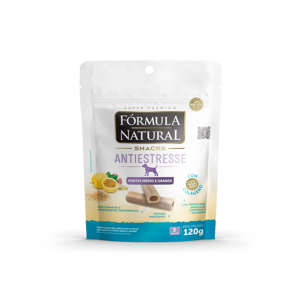 Snack Antiestresse Fórmula Natural Médio para Cães 120g