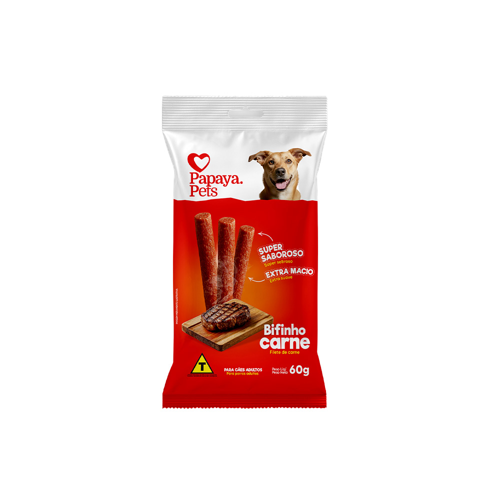 Snack Papaya Palitos Sabor Carne para Cães