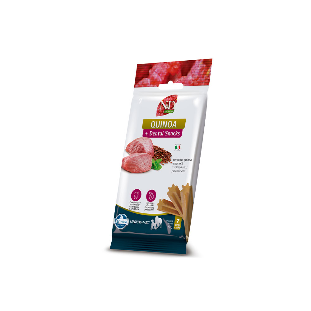 Snack N&D Dental Quinoa Hálito Fresco para Cães de Médio e Grande Porte Sabor Cordeiro, Quinoa e Hortelã 100 g