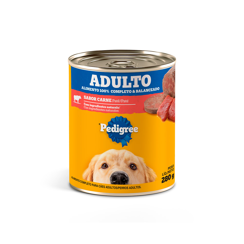 Ração Úmida Pedigree Lata Patê de Carne para Cães Adultos 280g Ração Úmida Pedigree Lata Patê de Carne para Cães Adultos 280g