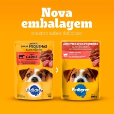 Ração Úmida Pedigree Sachê Carne ao Molho para Cães Adultos de Raças Pequenas 100 g