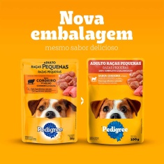 Ração Úmida Pedigree Sachê Cordeiro ao Molho para Cães Adultos de Raças Pequenas 100 g