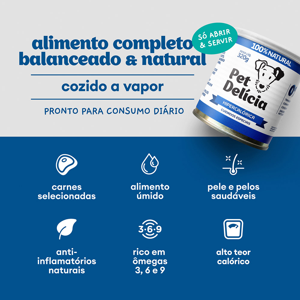 Ração Úmida Natural Pet Delícia Hipercalórica para Cães 320 g