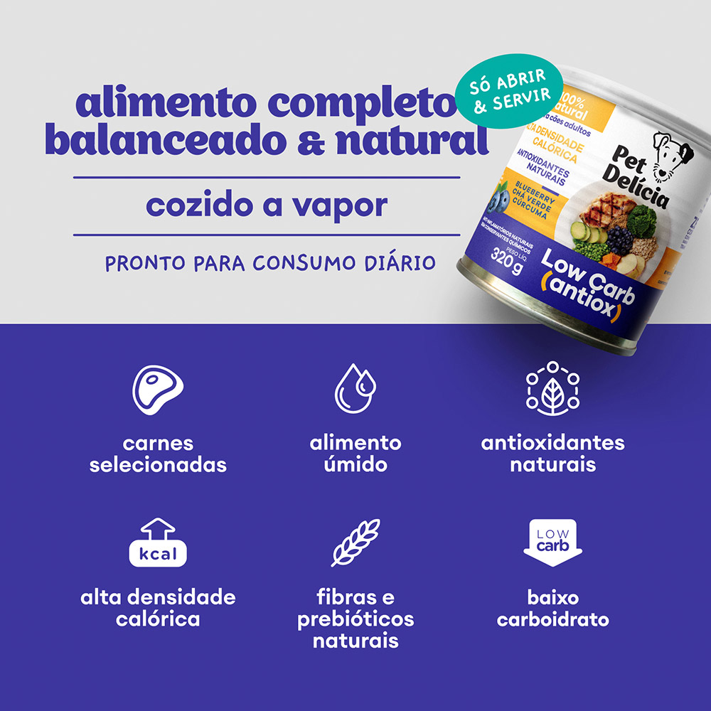 Ração Úmida Natural Pet Delícia Low Carb para Cães 320 g