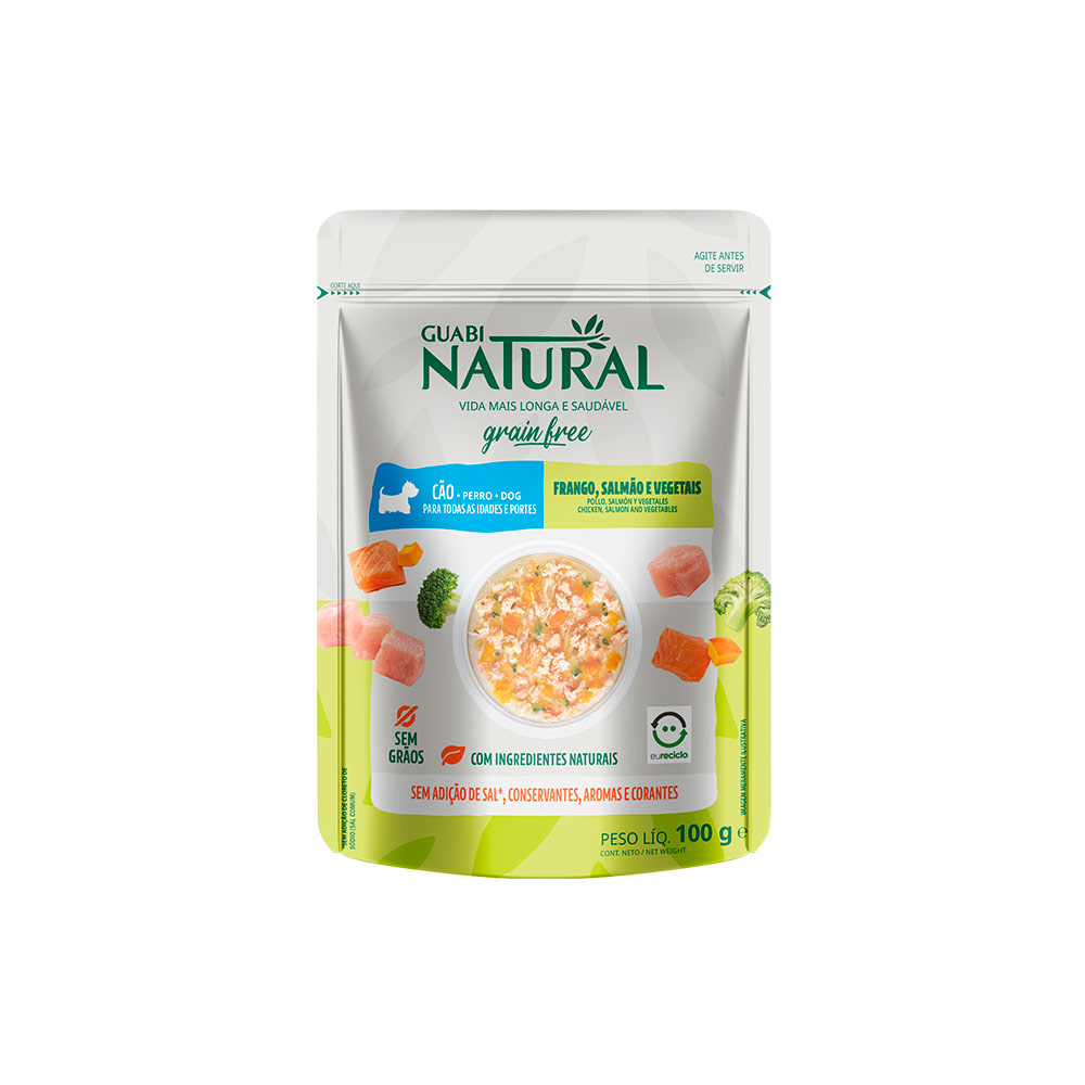 Ração Úmida para Cães Adultos Guabi Natural Grain Free Frango Salmão 100g