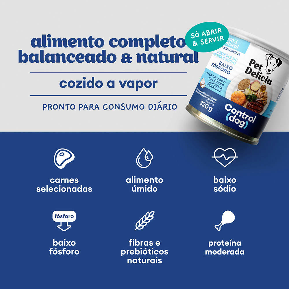 Ração Úmida Natural Pet Delícia Control Dog para Cães 320 g