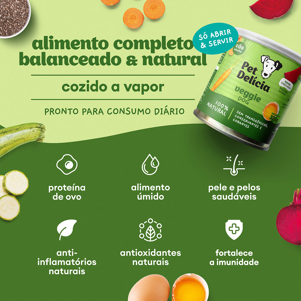 Ração Úmida Natural Pet Delícia Veggie Dog para Cães 320 g
