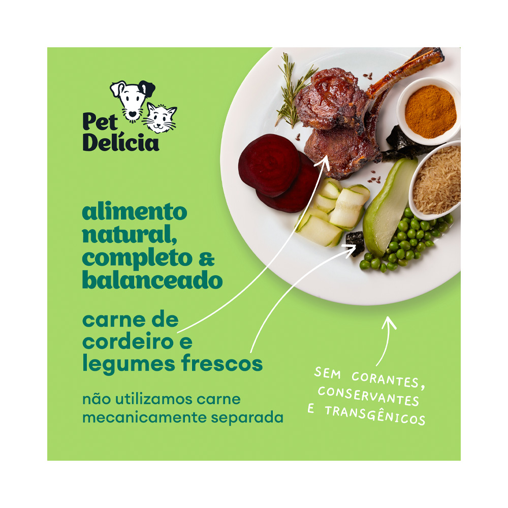 Ração Úmida Natural Pet Delícia Cordeiro com Legumes para Cães 320 g