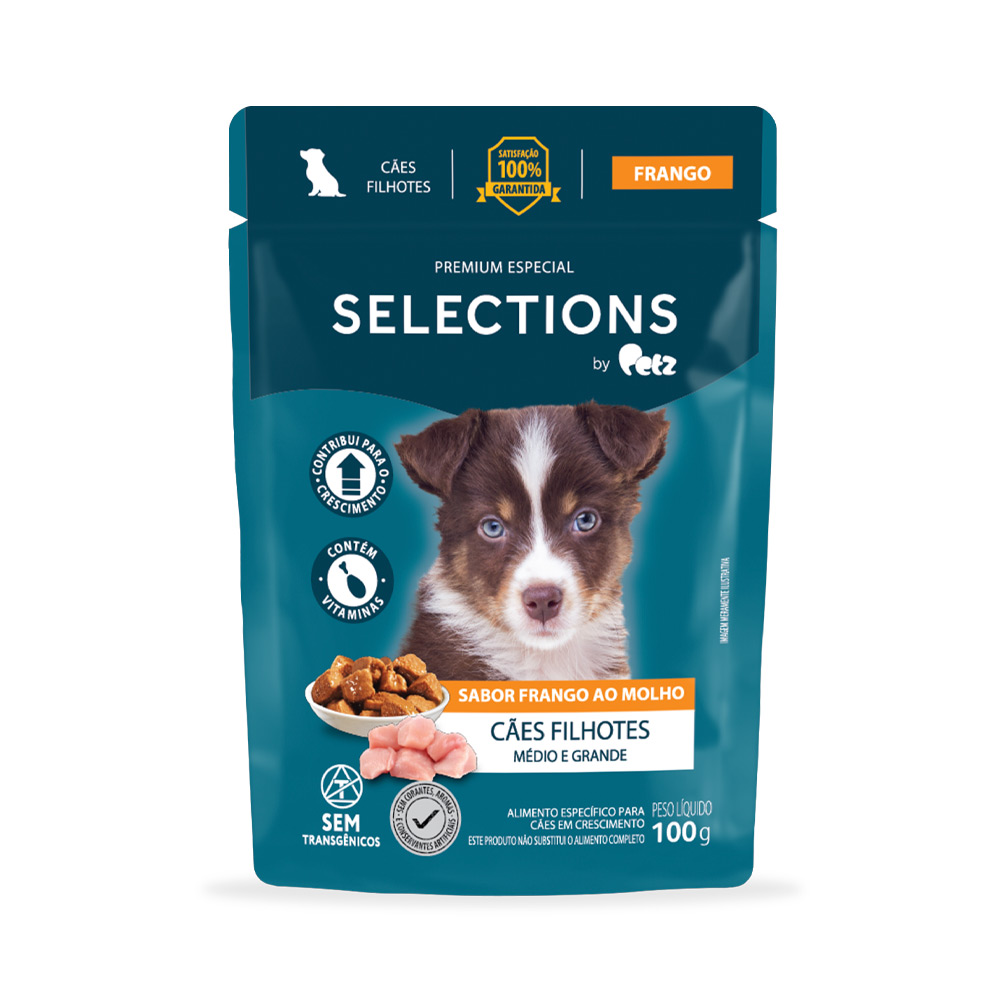 Sachê Selections By Petz para Cães Filhotes de Porte Médio e
