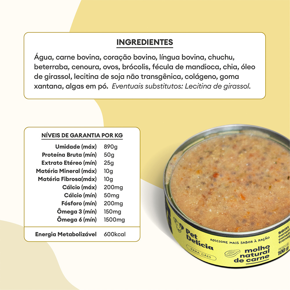Molho Natural Pet Delícia Carne para Cães 100 g