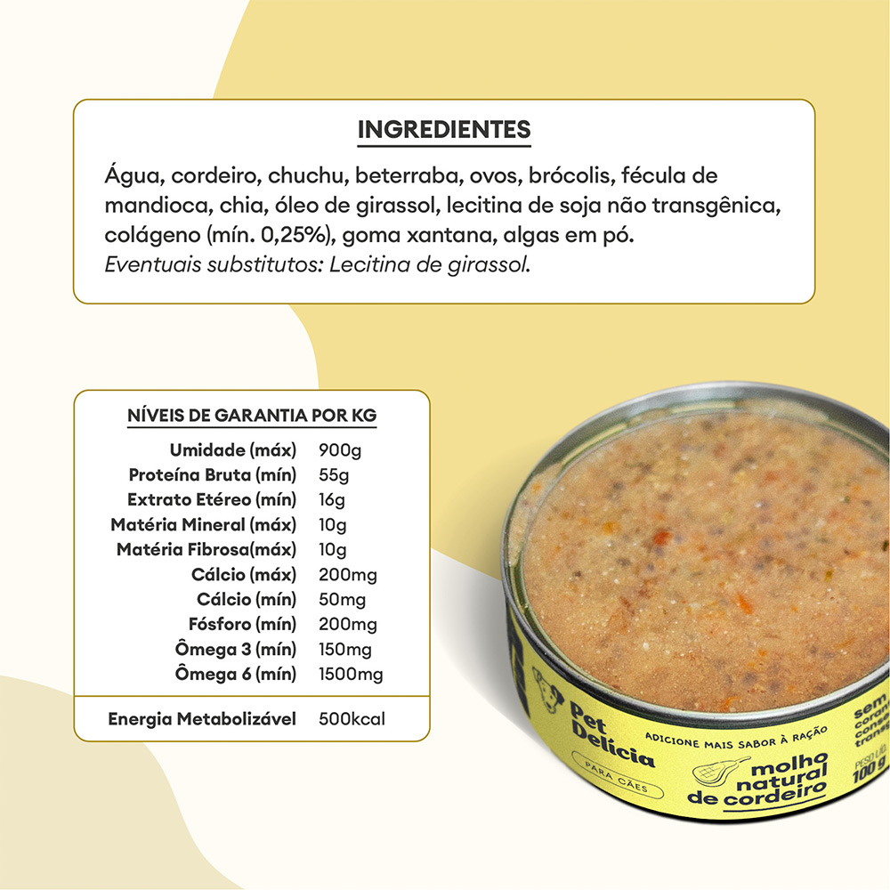 Molho Natural Pet Delícia Cordeiro para Cães 100 g Molho Natural Pet Delícia Cordeiro para Cães 100 g