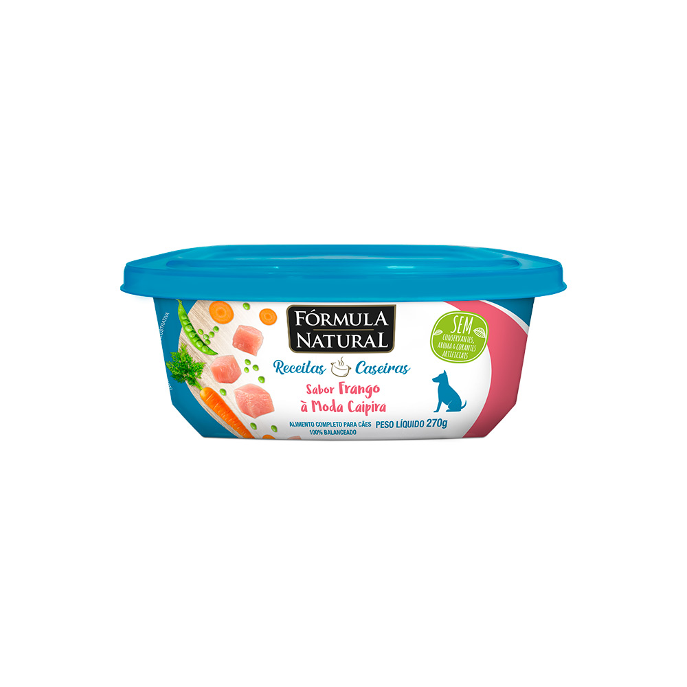 Ração Úmida Fórmula Natural Receitas Caseiras para Cães Adultos Sabor Frango à Moda Caipira 270g