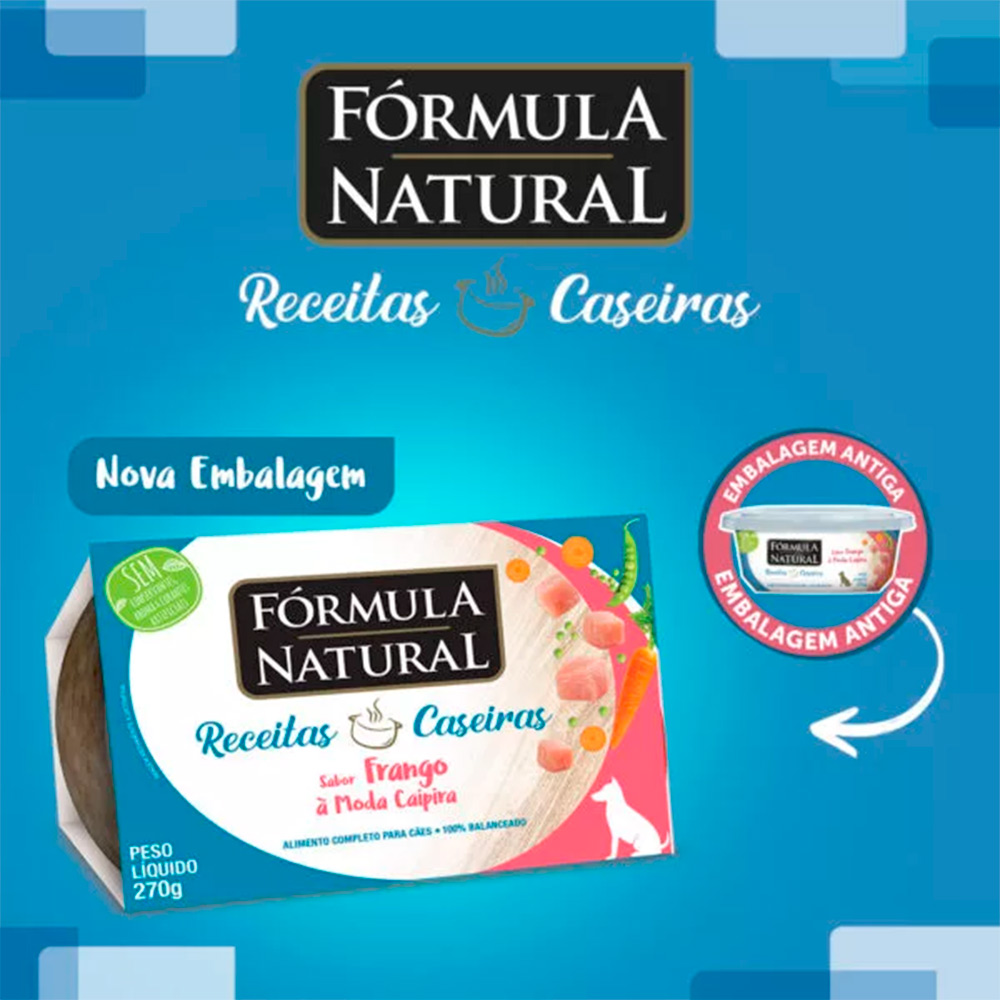 Ração Úmida Fórmula Natural Receitas Caseiras para Cães Adultos Sabor Frango à Moda Caipira 270g