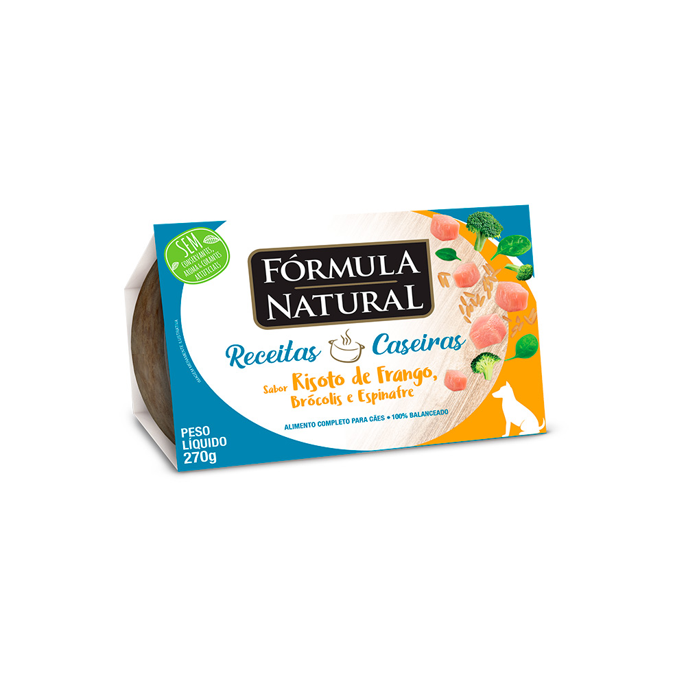 Ração Úmida Fórmula Natural Receitas Caseiras para Cães Adultos Sabor Risoto de Frango, Brócolis e Espinafre 270g