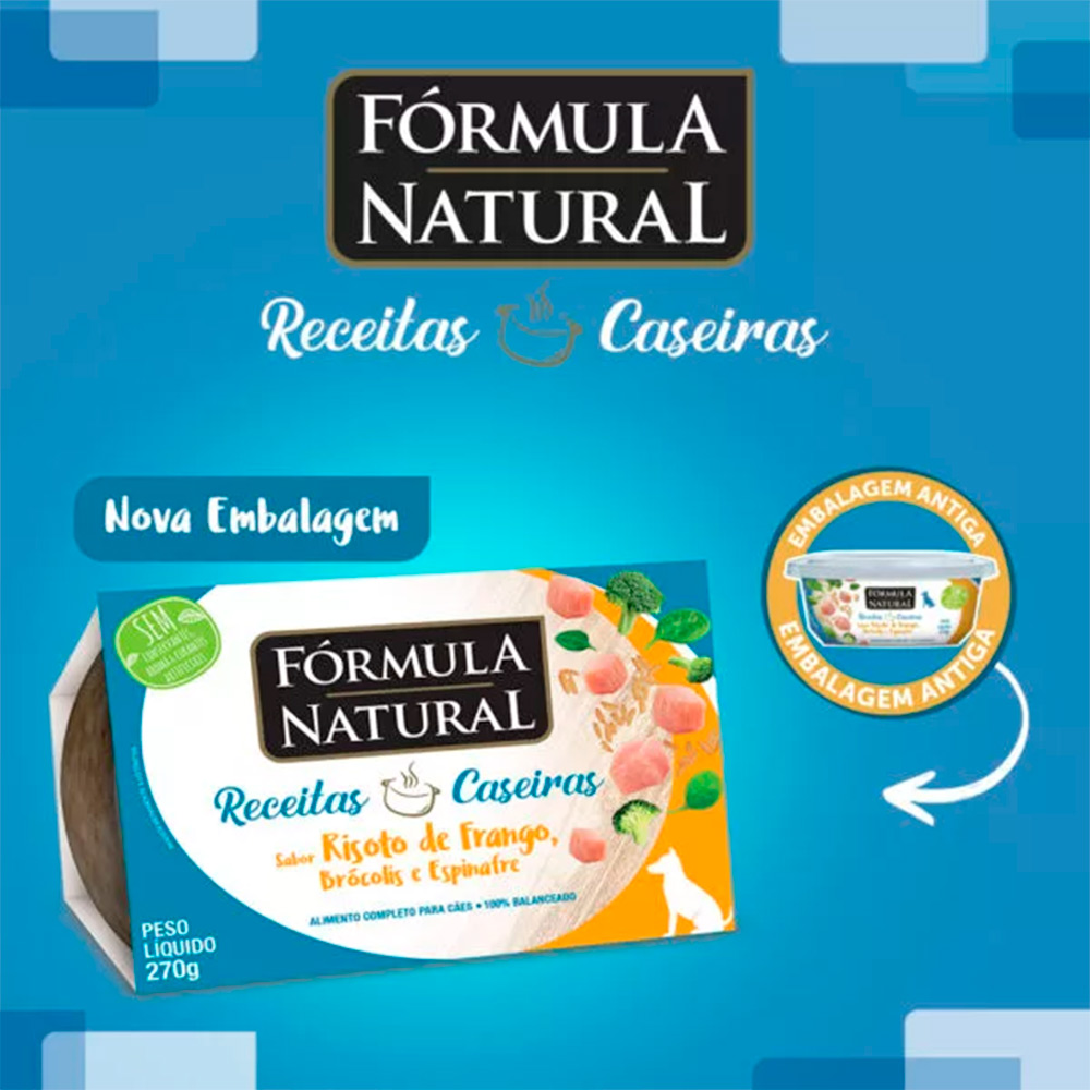 Ração Úmida Fórmula Natural Receitas Caseiras para Cães Adultos Sabor Risoto de Frango, Brócolis e Espinafre 270g