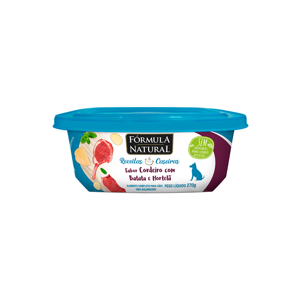 Ração Úmida Fórmula Natural Fresh Meat Receitas Caseiras para Cães Adultos Sabor Cordeiro com Batata e Hortelã 270g