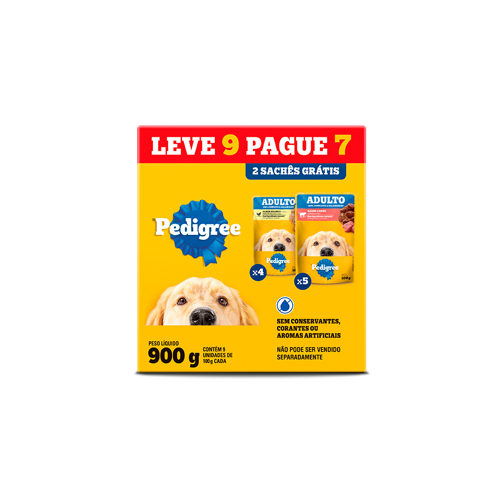 Ração Úmida Pedigree Sabor Carne e Frango para Cães Adultos Pack Leve 9 Pague 7