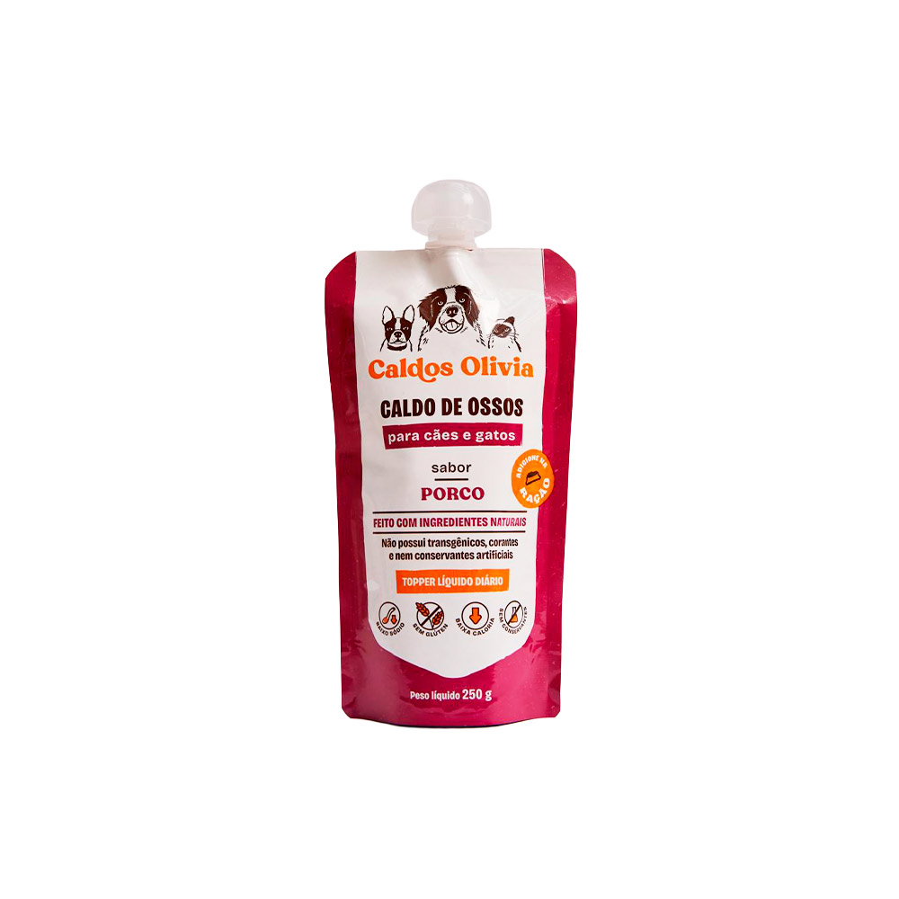 Sachê Caldos Olivia Sabor Porco para Cães e Gatos 250 ml Sachê Caldos Olivia Sabor Porco para Cães e Gatos 250 ml