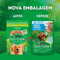 Ração Úmida Dog Chow Ótimo Começo Papinha para Cães Filhotes Sabor Frango, Cenoura, Banana e Leite 85 g