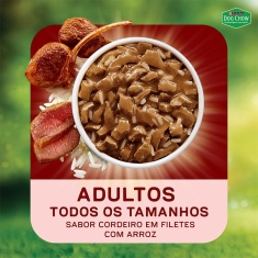 Ração Úmida Dog Chow Nutrição Reforçada para Cães Adultos Sabor Cordeiro em Filetes com Arroz 85 g
