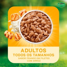 Ração Úmida Dog Chow Nutrição Reforçada para Cães Adultos Sabor Frango em Filetes com Arroz 85 g