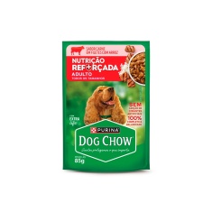 Ração Úmida Dog Chow Nutrição Reforçada para Cães Adultos Sabor Carne em Filetes com Arroz 85 g