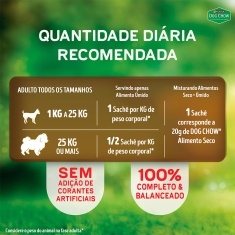 Ração Úmida Dog Chow Nutrição Reforçada para Cães Adultos Sabor Carne em Filetes com Arroz 85 g