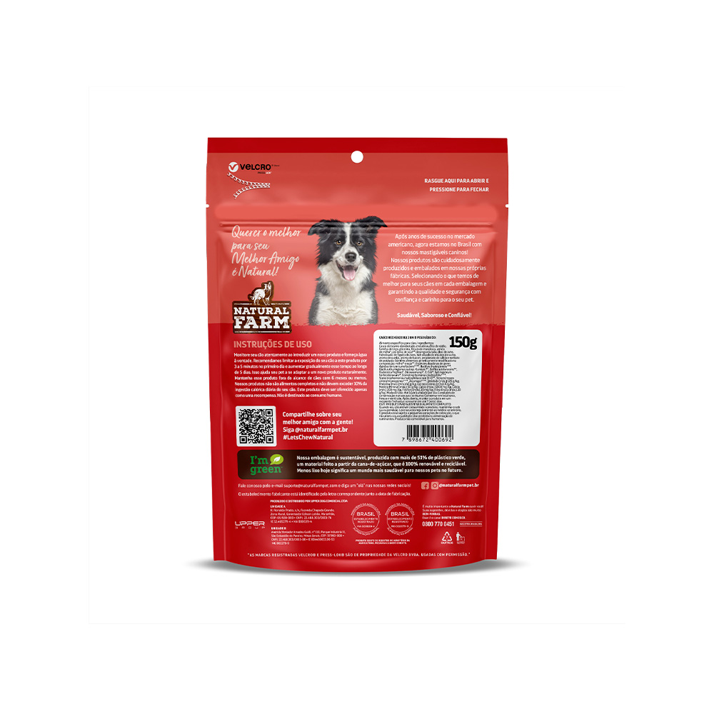 Osso Casco Bovino Bacon e Queijo com 2 Unidades para Cães Natural Farm